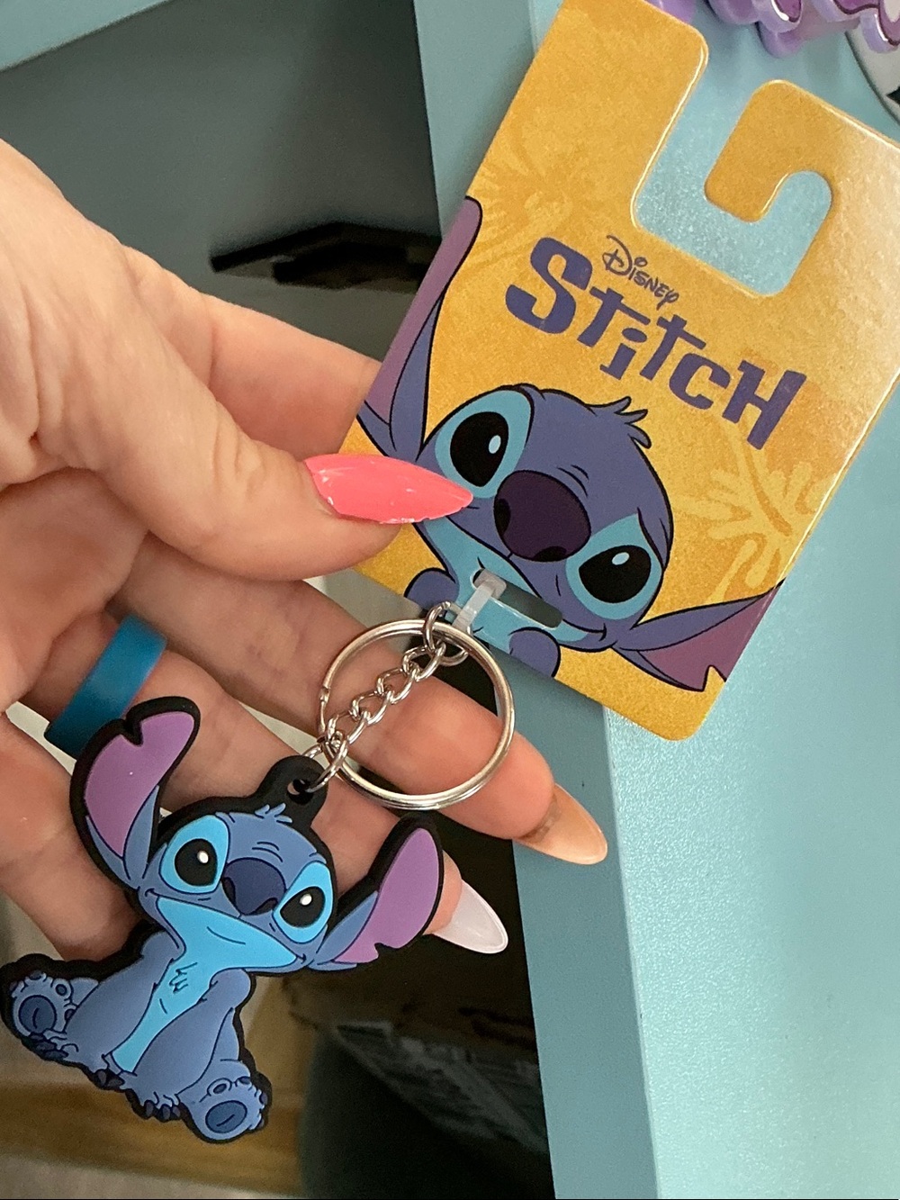 Blue Silicone Stitch Keychain